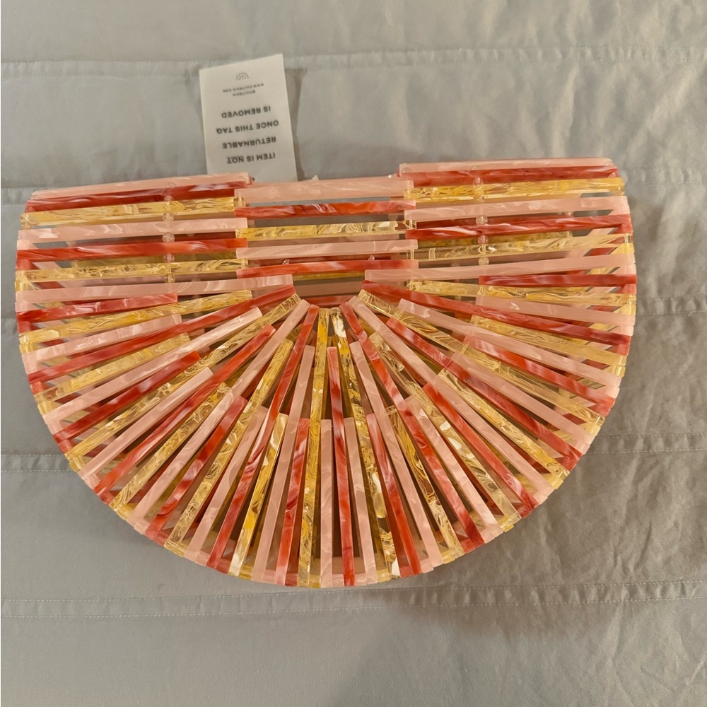 CULT GAIA Pink and Gold Acrylic Clutch